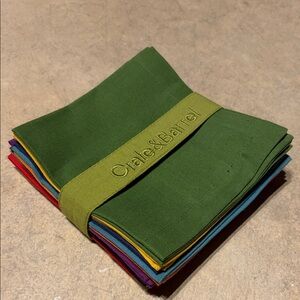 Crate&Barrel Bright Multicolor Cotton Cocktail Napkin Set